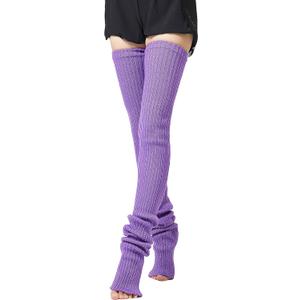 Henwarry 27 or 34 Inch Length Leg Warmers Knit Over the Knee Extra Long Winter Soft Thick Thigh High Footless Socks for Women (27 Inch, A05-Purple)