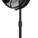 HOLMES 16" Outdoor Misting Stand Fan, Hose Connection, 3 Speeds, 3 Micro-Mist Levels, 80° Oscillation, Adjustable Height, 25° Head Tilt, GFCI Plug, Black