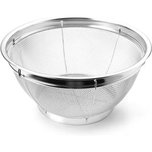 Fine Mesh Strainer for Kitchen, 4 Quart Stainless Steel Colander Bowl for Pasta, Rice, Fruit, Metal Net Baskets with Resting Base - Strain, Drain, Rinse