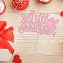 7 x Gyufise 1Pc Little Sweetheart Cake Topper Pink Glitter Happy Valentine's Day Cake Topper Decoration for Valentine Theme Birthday Bridal Shower Baby Shower Wedding Decoration Supplies