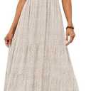 ZESICA Women's 2026 Summer Boho Floral Maxi Dresses Casual Short Flutter Sleeve Smocked Tiered Flowy Dress L