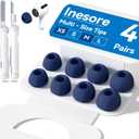 4-Pair Replacement Ear Tips for AirPods Pro 2nd/1st Generation with Portable Storage Box,Noise Reduction Holewith & Built-in dust Guard Screen,Silicone Ear Tips for Apple AirPods Pro (N-Blue)