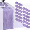 12 Pack Lavender Purple Cheesecloth Table Runner 10FT Boho Gauze Fabric Purple Table Runner 35 x 120 Inch Rustic Sheer for Spring Holiday Wedding Decor Baby Shower Party
