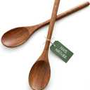 HAKSEN 2PCS Wooden Cooking Spoons, Natural Acacia Wood Kitchen Utensil, 12Inch Large Wooden Mixing Spoons for Nonstick Cookwares, Comfort Grip, Durable, Kitchen Gifts for Women, Cooking Gifts for Men