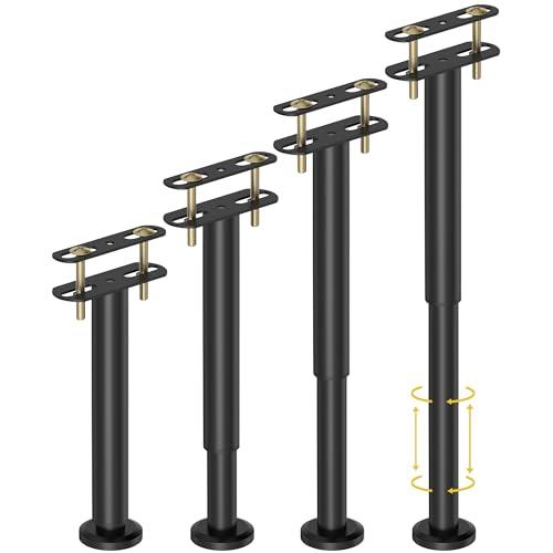 Wlrrcwdttc 4 Pcs Adjustable Height Bed Support Legs 10-17 inch, Bed Frame Center Support Legs for Bed Frame/Bed Center Slat/Furniture, Heavy Duty Metal Bed Legs Replacement Bed Slats Support Legs