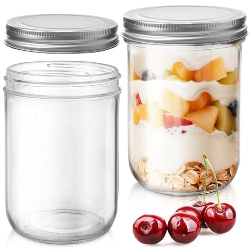 Showvigor 1 Pack Wide Mouth Mason Jars 16oz - Airtight Glass Canning Jars for Food Storage, Meal Prep, Overnight Oats, Pickling, Salad & Wedding Favors (Leak-Proof Lids)