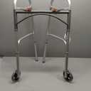Drive Medical Two-Button Folding Walker With Wheels - Lightweight Rolling Mobility Support - Adjustable Height - Dual Push-Button Operation - 5 Inch Front Wheels - Durable Aluminum - Silver, wheels are scuffed, scratches on frame