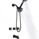 Matte Black 3 Handle Tub and Shower Faucet Set, Three Handle Shower Faucet with Tub Spout 3 Knob Bathtub Faucet Trim Kit with Valve