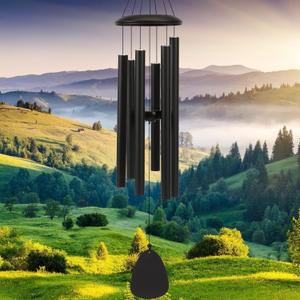 FSVGYY Wind-Chimes-Outdoor-Large-Decor, Deep Tone Soothing Melodic Tones Windchimes, Wind Chimes for Outside, Memorial Wind Chime Best Gift for Mom Women Grandma Neighbors32" Black
