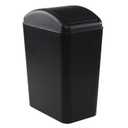 16 Liter Plastic Garbage Can, Waste Bin with Swing Lid (Black)