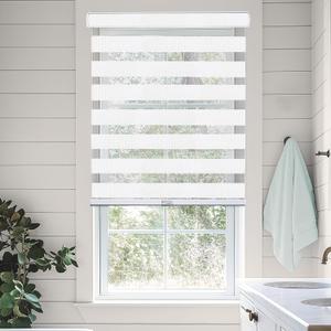 CHICOLOGY Zebra Blinds Cordless Window Shades, Dual Layer Light Filtering Roller Shades for Windows, Sheer Privacy Striped Fabric, Easy Install, 40" W x 72" H, Basic Arctic