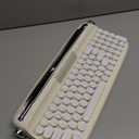 YUNZII Upgraded Wireless Typewriter Keyboard,with Retro Integrated Stand,USB-C/Bluetooth,Cute Round Keycaps, USB-C/Bluetooth Connection for Table, Phone, PC and Win/Mac/Android (B309, Ivory Butter)