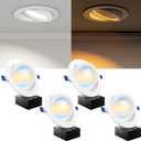 Sunco 6 Inch Gimbal LED Recessed Light, Eyeball Directional Canless Downlight with Night Light, 1400 Lumens, Selectable CCT 2700K/ 3000K/ 4000K/ 5000K/ 6000K, Dimmable, 12W=80W ETL 4 Pack