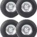 AR-PRO (8-Pack) 10-Inch Solid Rubber Tire Wheels - Replacement 4.10/3.50-4" Flat Free Tire with 5/8" Bearings, 2.2" Offset Hub - Perfect for Lawn Garden Cart, Hand Truck, Wheelbarrow, Utility Cart (Silver)
