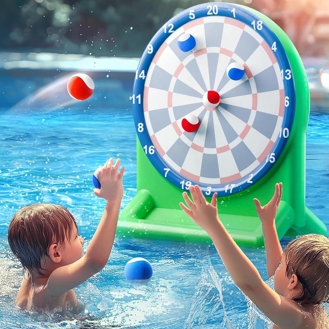 Funscape Kids Fun Pool Toys, Inflatable Dart Board Toss Water Game, Swimming Pool Float, Beach Yard Outdoor Play, Summer Birthday Party Sport Gift 3 4 5 6 7 8 9 12 Yrs Boy Girl Teen Adult Family-Green
