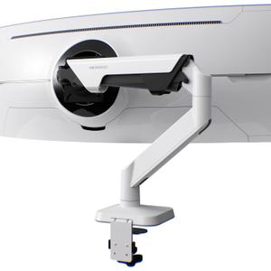 Modernsolid Heavy Duty Monitor Arm Desk Mount for 34-49 Inch Ultrawide Curved Monitors, Supports 14-38 lbs, Gas Spring Ergonomic Full Motion with Cable Management, Red Dot Design Awarded, White