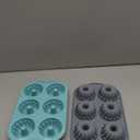 Jello Molds 3pcs Silicone Fluted Tube Cake Pans, 6 Cavity Heritage Bundtlette Cake Silicone Mold for Baking Non Stick Fancy Molds (Pink+Blue+Gray, Fluted Tube)