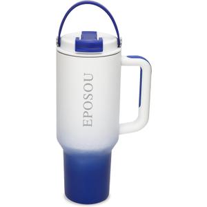 40 oz Tumbler with handle and Straw,leak proof water bottle with Flip Lid and tea strainer,BPA-Free,compatible with car cup holders,Insulated Stainless Steel Cup,Gifts for Women Men Him Her,(Blue)