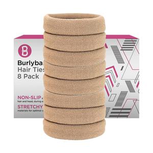 Large Hair Ties for Thick, Heavy or Curly Hair - Non-Slip, Non-Damage, Seamless Women's Ponytail Scrunchies - Lt Brown, 8 Pcs