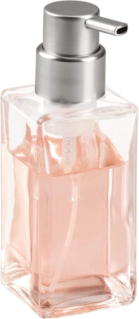 iDesign Casilla Modern Glass Pump Liquid Foam Hand Soap Dispenser for Kitchen, Bathroom, Sink, Vanity, Holds 14 oz, Clear