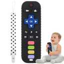 Fu Store Black Silicone Teething Toys for 0-12 Momths 3-24 Months Infant Toddlers Remote Control Shape Teethers for Babies Chew Toys Relief Soothe Babies Gums Set Dishwasher and Refrigerator Safe