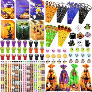 168 PCS Halloween Party Favors for Kids, 24 Pack Halloween Stationery Set for Halloween Party School Classroom Prizes Goodie BagsTrick or Treats Gifts