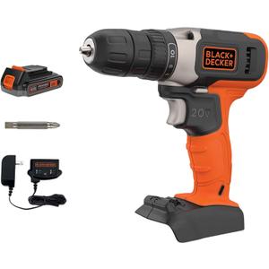 BLACK+DECKER 20V MAX Cordless Drill Kit with Battery, Charger, Includes Double Sided Drill Bit (BCD702C1)