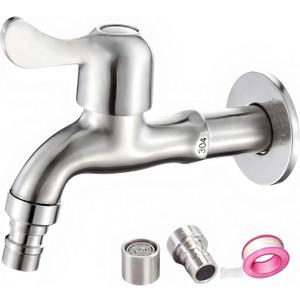 Outdoor Garden Bibb Spigot Washing Machine Faucet,1/2" Male Inlet Mop Sink Faucet,Easy to Install Utility Room Faucets with 2 Filter (Long)