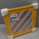 12x12 Picture Frame with Mat for 10x10, Wavy Edge Wooden Real Glass Photo Frame for Wall Hanging, Yellow, 1 Pack