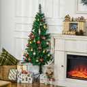 HOMCOM 5ft Half Artificial Christmas Tree Holiday Dcor with 229 Branches, Auto Open, Steel Base, Green