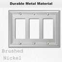 OKAWYC Triple Decorator Light Switch Cover Adler Metal Wall Plate, 2-Pack Brushed Nickel 3 Gang Triple Rocker, for Receptacle Dimmer Switch GFCI Outlet, Switch Cover Decorative Wallplate, Durable