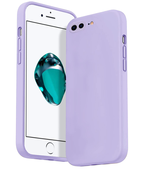 ROTON for iPhone 8 Plus Case, iPhone 7 Plus Case, Square Liquid Silicone Case, Upgraded Enhanced Camera Protection, Shockproof Anti-Scratch Case with Microfiber Lining, 5.5 inch, Lilac Purple