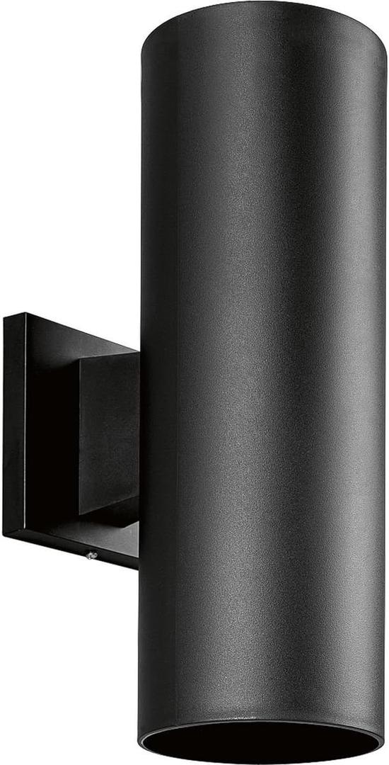 Progress Lighting 5-Inch Cylinder Outdoor Wall Sconce, 2-Light Modern Wall Mount Up and Down Lights, Interior and Exterior Lighting for Home or Porch, Polycarbonate Construction, Black (P5713-31)