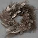 16" Artificial Christmas Wreaths for Front Door Champagne Wreath with Pinecones and Magnolia Leaves for Christmas Thanksgiving Winter Holiday Door Decoration