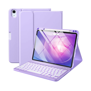 Harvopu Keyboard Case Compatible with iPad Air 11inch/Air 5th 4th Generation Case with KeyboardBacklit Detachable, Folio Cover with Pencil Holder for Air 11" M3/M2 (2025/2024), Air 5/Air 4 (Purple)