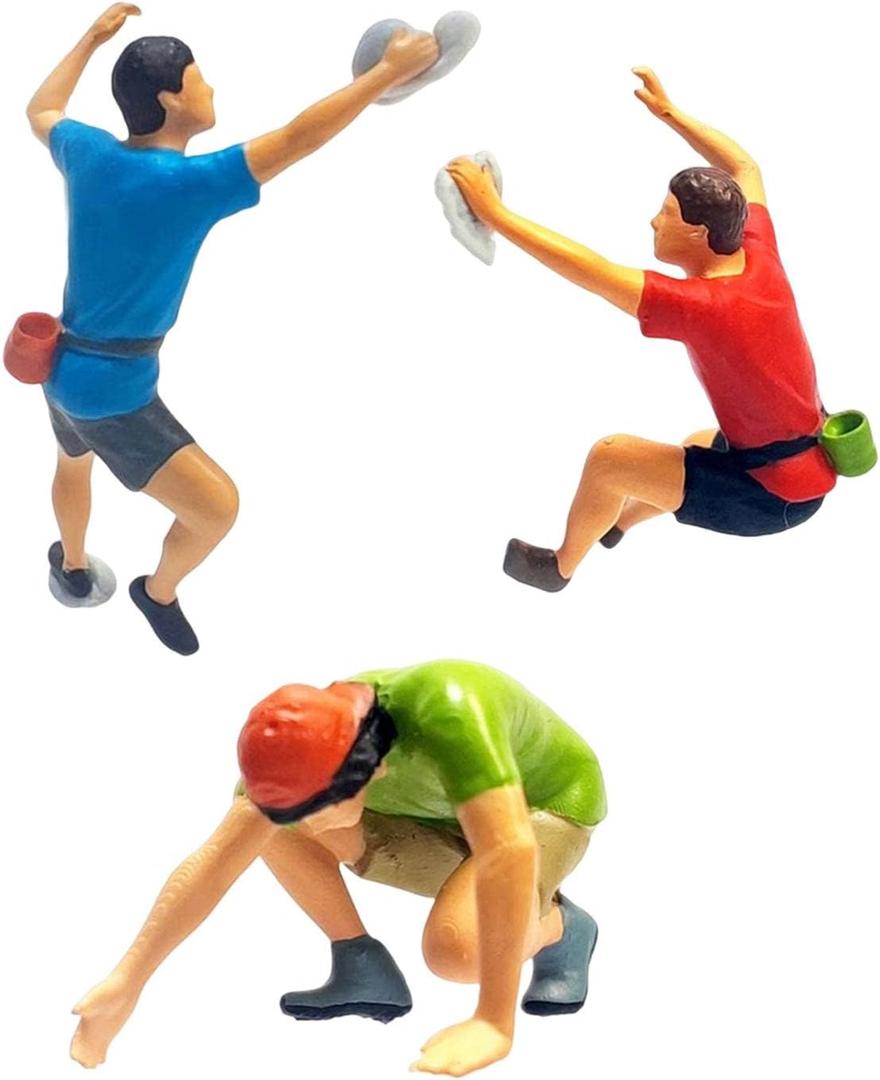 Resin 1:64 Rock Climbing Figure Dioramas Movie Props Miniature Scenes Scene Fairy Garden S Scale Layout Train Railway Collections Decoration, 3Pcs