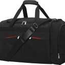 24 inch Large Gym Bag for Men - 65L Hard Bottom Duffle Bag with Shoes Compartment for Sport/Travel - Black