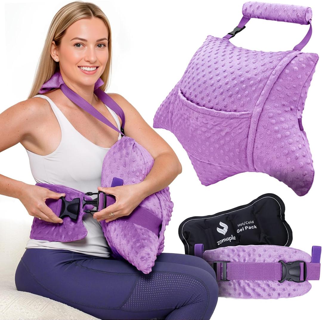 Zomaple Recovery Hysterectomy Pillow with Gel Pack & Lumbar Support  Post Abdominal Surgery Must Haves  Ideal for C-Section, Laparoscopic & Hernia Healing Comfort (Lavender Lounger Back Set)