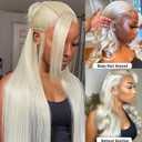 13x6 Lace Front Wig Human Hair 28 Inch 180% Density Platinum Blonde Human Hair Lace Frontal Wigs for Black Women Pre Plucked Silver Blonde Virgin Hair Wear and Go Glueless Wigs for Black Girls