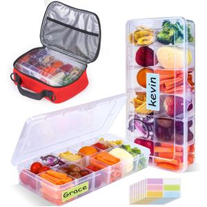 XANGNIER Snack Box Container for Kids Lunch Accessories,Divided Snackle Box Charcuterie Container,12 Compartments Reusable Food Storage Containers for School, Travel,Work,Bento Box Accessories,2 Pack