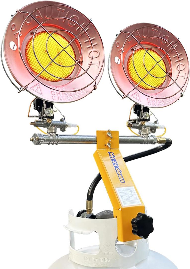 Propane Tank Top Heater 30000 BTU, Indoor/Outdoor With 3 Heating Levels, Tip-Over Protection, Portable LP Gas for Camping, Tent, Garage, Patio, RV Travel, Ice Fishing - Yellow