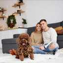 Leopard Print Dog Sweater Stretchy Fleece Dog Turtleneck Sweatshirt for Puppies & Cats, Soft & Warm Pet Winter Clothes for Small, Medium & Large Dogs (Coffee Brown, Medium/Large)