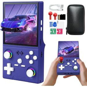 XF40V Retro Handheld Game Console, Retro Gaming Console 4.0'' IPS Screen Linux System Built-in 64G TF Card, Open Source Linux System, Preloaded 20000+ Classic Games, Portable Video Gaming (Purple-64G)