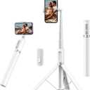 ATUMTEK 55" Selfie Stick Tripod, All-in-one Extendable Aluminum Phone Tripod with Rechargeable Bluetooth Remote, 360 Rotatable for iPhone 15 Pro Max/15/14/13 Samsung Smartphones, White