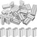 uxcell 5/16" 8mm Aluminum Crimping Loop Sleeve Double Ferrule for Wire Rope Cable Line End, Silver 25pcs