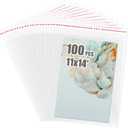 Egofine Self Sealing Cellophane Bags 100 PCS, Crystal Sealed Clear Bags for 11x14 Art Prints, Bag Size: 11.41x14.57 inches