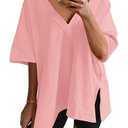 LTSCNRM 2 Piece Outfits for Women Reversible Oversized T Shirt Biker Shorts Sets Workout Tracksuit, (Pink-M)
