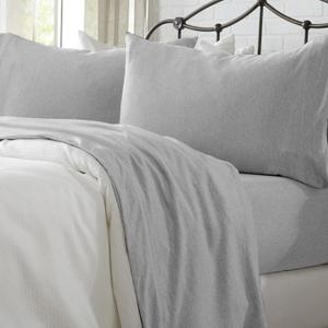 Cotton Jersey Knit King Sheet Set - Ultra-Soft, Stretchy, Heathered Melange Mid Grey Bed Sheets - Cozy, Soft T-Shirt Sheet & Pillowcase Set