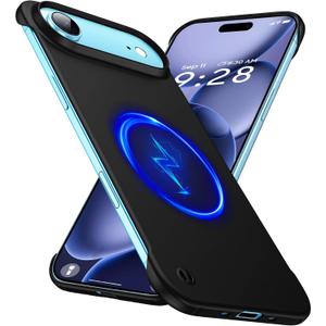 GRECAZO Magnetic Ultra Thin Frosted Designed for iPhone Air Frameless Case 6.5 inch [Compatible with MagSafe] Slim Minimalist Lightweight Matte Hard Cover Protective Borderless Case- Black