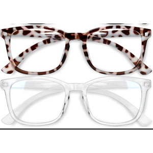 IBOANN Stylish Blue Light Glasses for Woman - Computer Glasses 99% Blue Light Blocking - Lightweight TR90 Frames - 2 pack